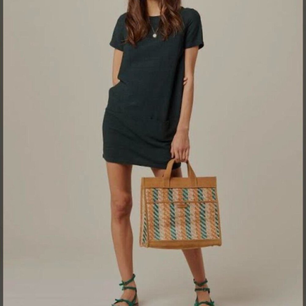 Sessun Linen Shift Mini Dress - Dark Green